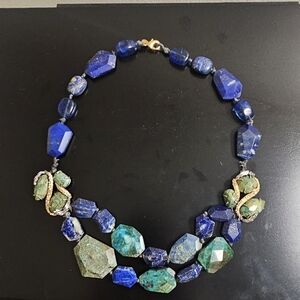 Alexis Bittar Blue and Green Gemstone Necklace